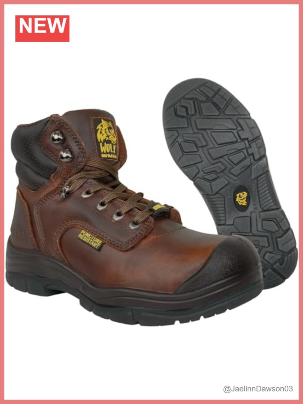 Genuine Leather Lace-Up Work Boots Slip Resistant Wedge Sole Padded Collar